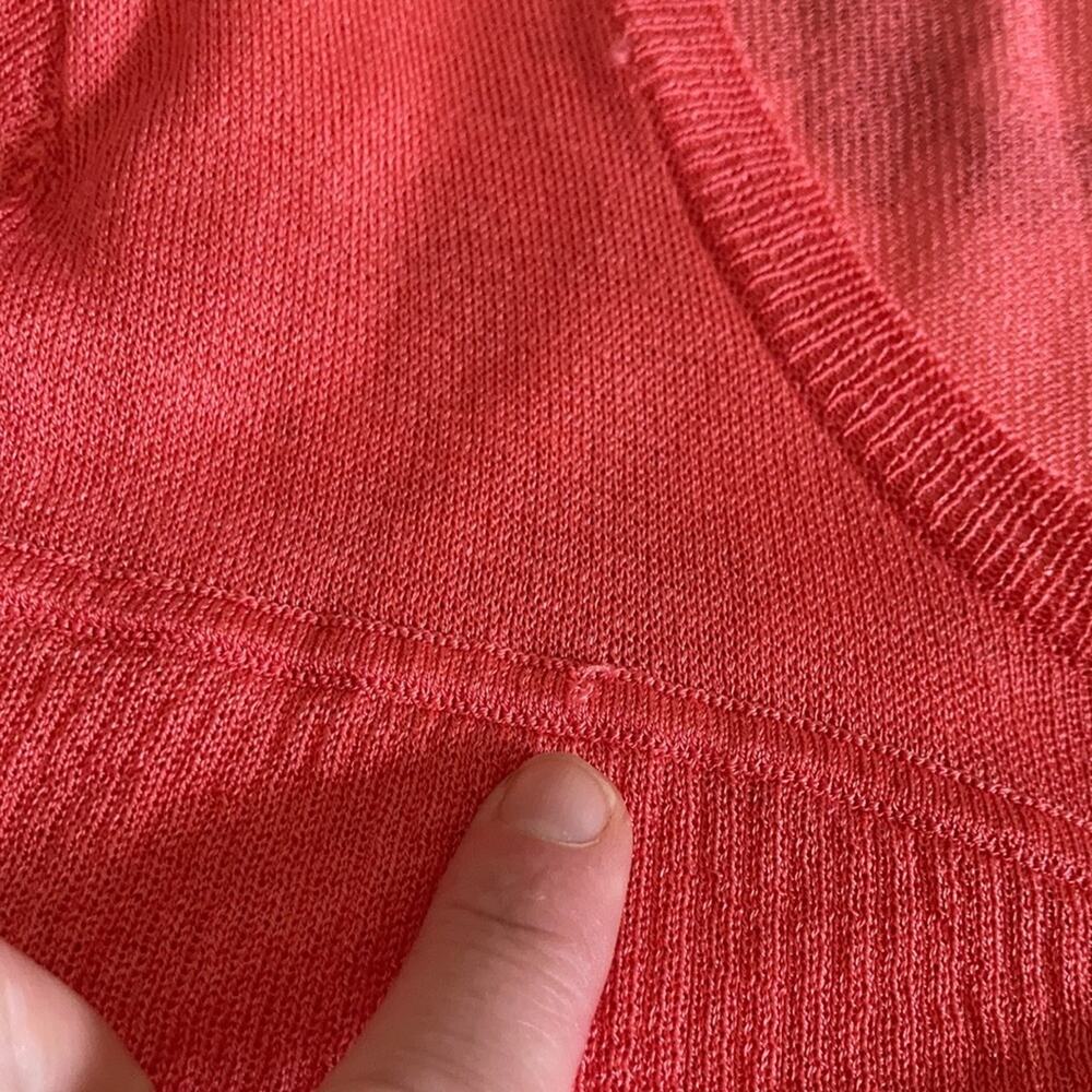 Talbots Peach Ruffled Cardigan, Size L - Picture 9 of 10